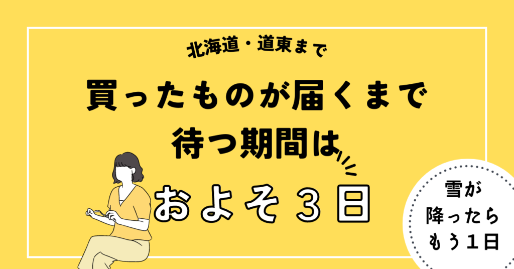 物が届くまで、およそ3日